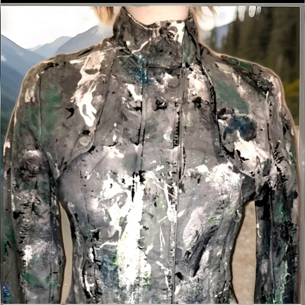 Painted Cropped Jacket Abstract 